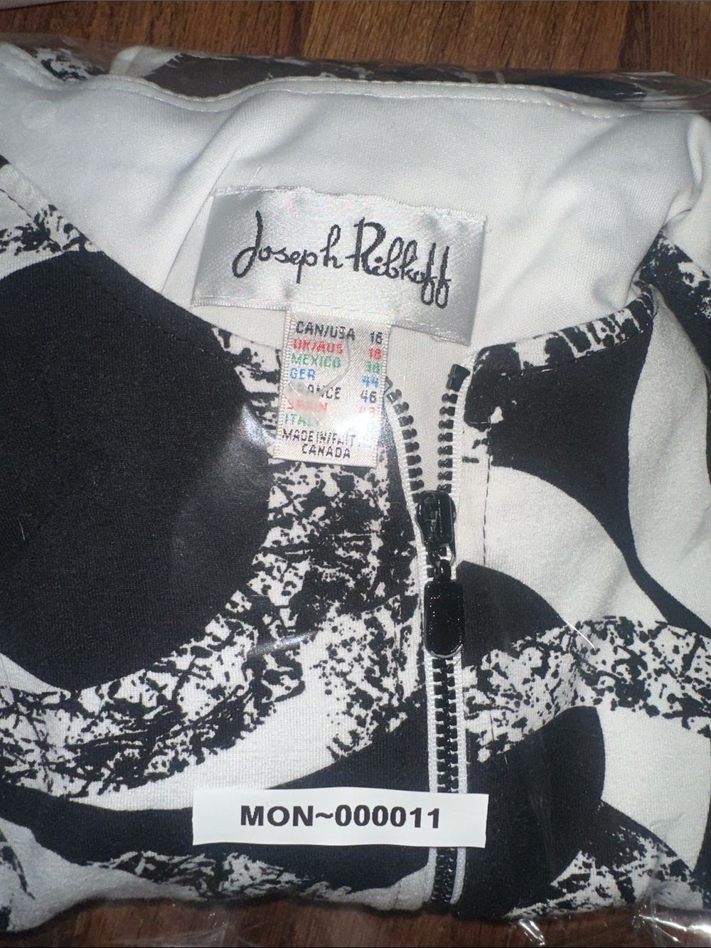 Joseph Ribkoff Black & White Circle-Print Zip Jacket - Picture 9 of 9
